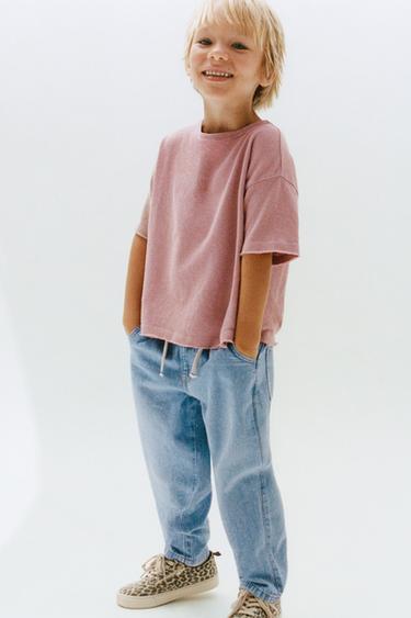 WASHED-EFFECT COTTON AND LINEN T-SHIRT - Pale pink by Zara