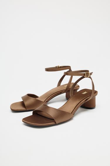 SATIN FINISH HEELED SANDALS - Ochre by Zara - Image 2