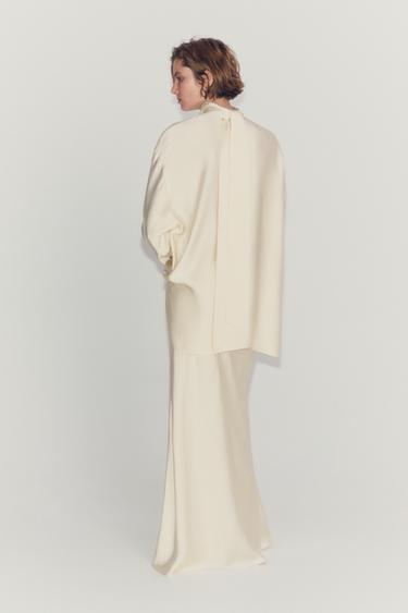ZW COLLECTION SATIN SKIRT — Ivory 1