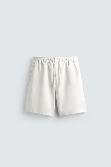 FLUID RELAXED FIT BERMUDA SHORTS - Oyster-white by Zara