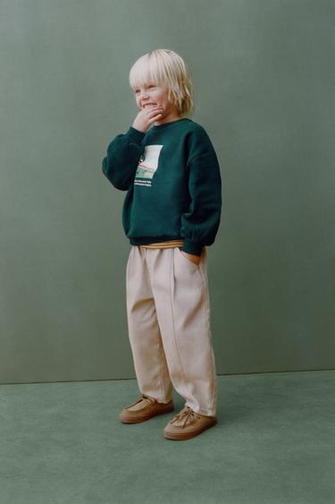 PANTALLONA BALLOON ME PALA DHE ETIKETA - Krem nga Zara