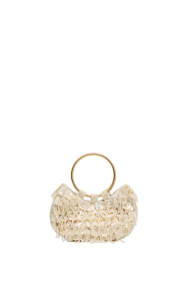 BOLSO DE MANO EFECTO NACARADO - blanco de Zara