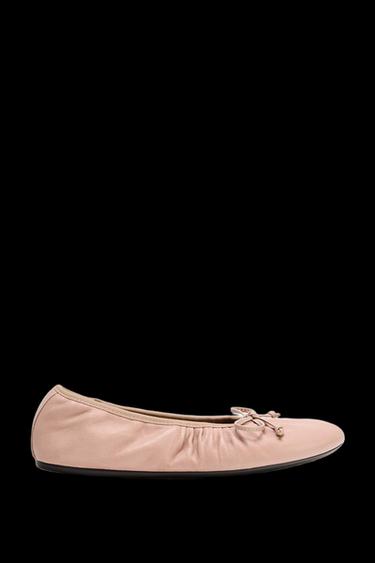 BALLERINA AUS LEDER MIT RAFFUNG - Rosa von Zara