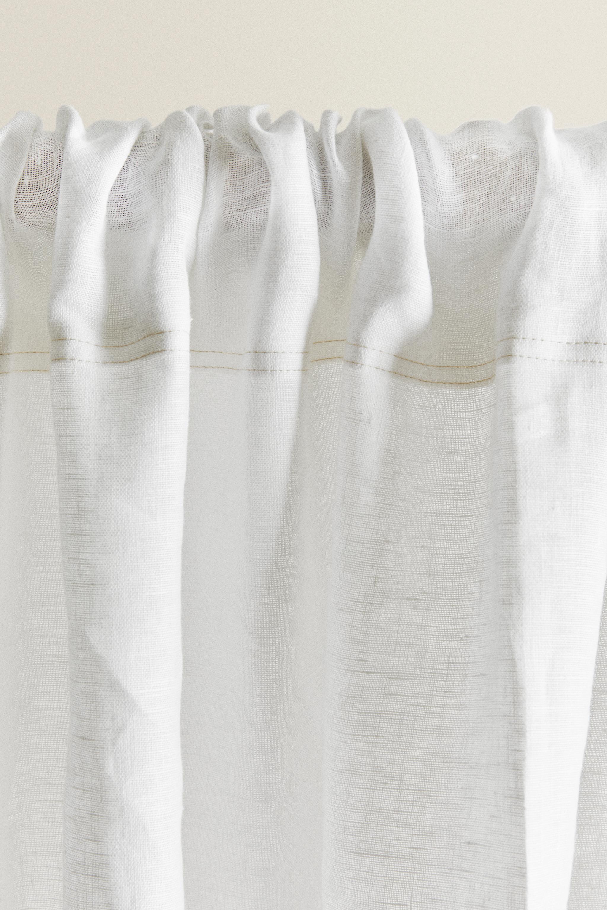 FADED LINEN CURTAIN WITH MEDIUM FILTRATION — White