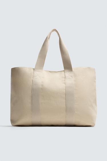 FABRIC TOTE BAG - Ecru White by Zara