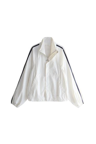 CHAMARRA RIBETE EN CONTRASTE - Blanco de Zara