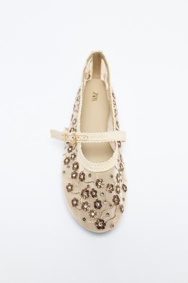 MESH BALLET FLATS WITH RHINESTONES - Multicoloured by Zara