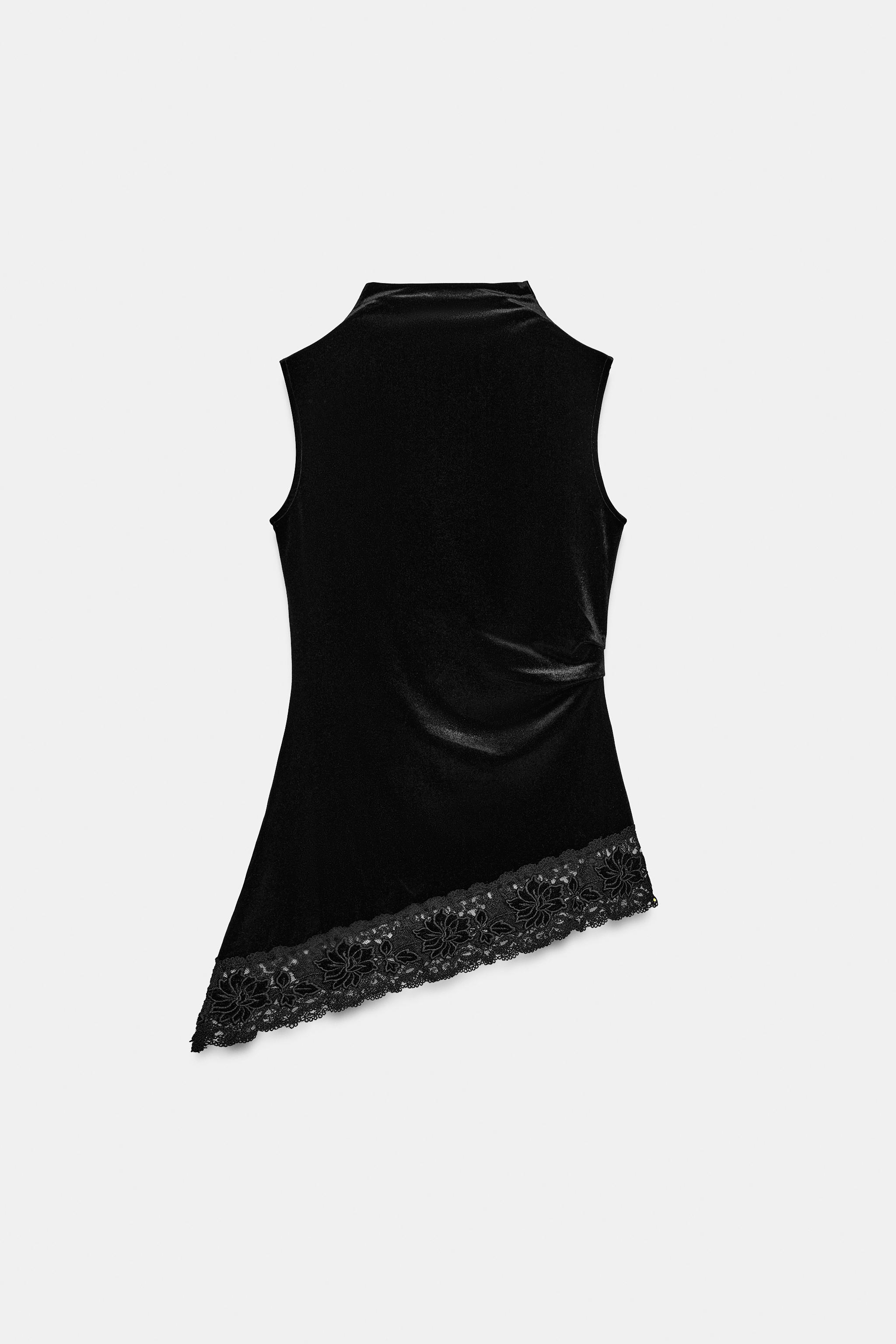 Asymmetric Velvet Top by Zara