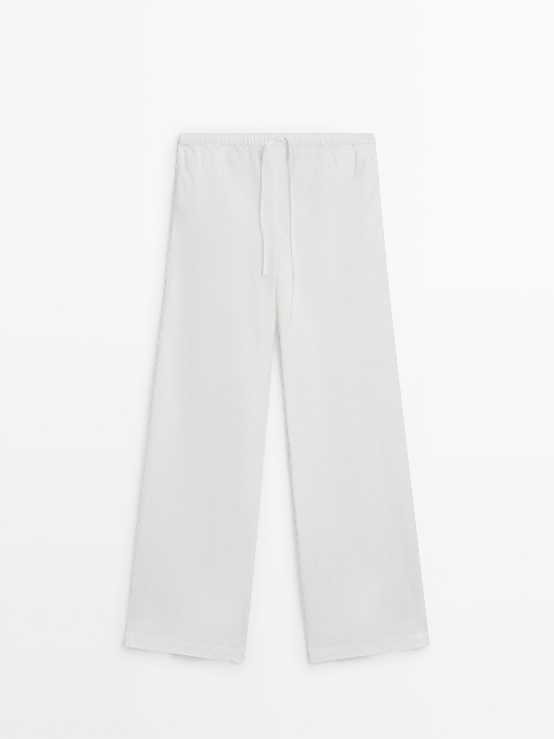 Pantalon taille élastique 100 % lin