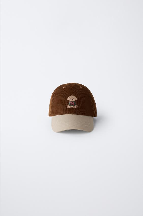 CORDUROY CAP WITH EMBROIDERED DOG - Sand by Zara - Image 0