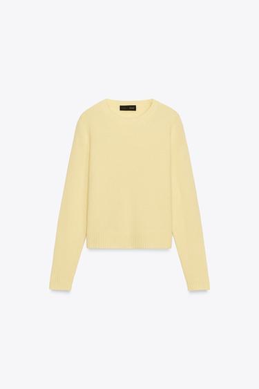 PULL BASIQUE 100 % LAINE - Jaune clair de Zara - Image 5