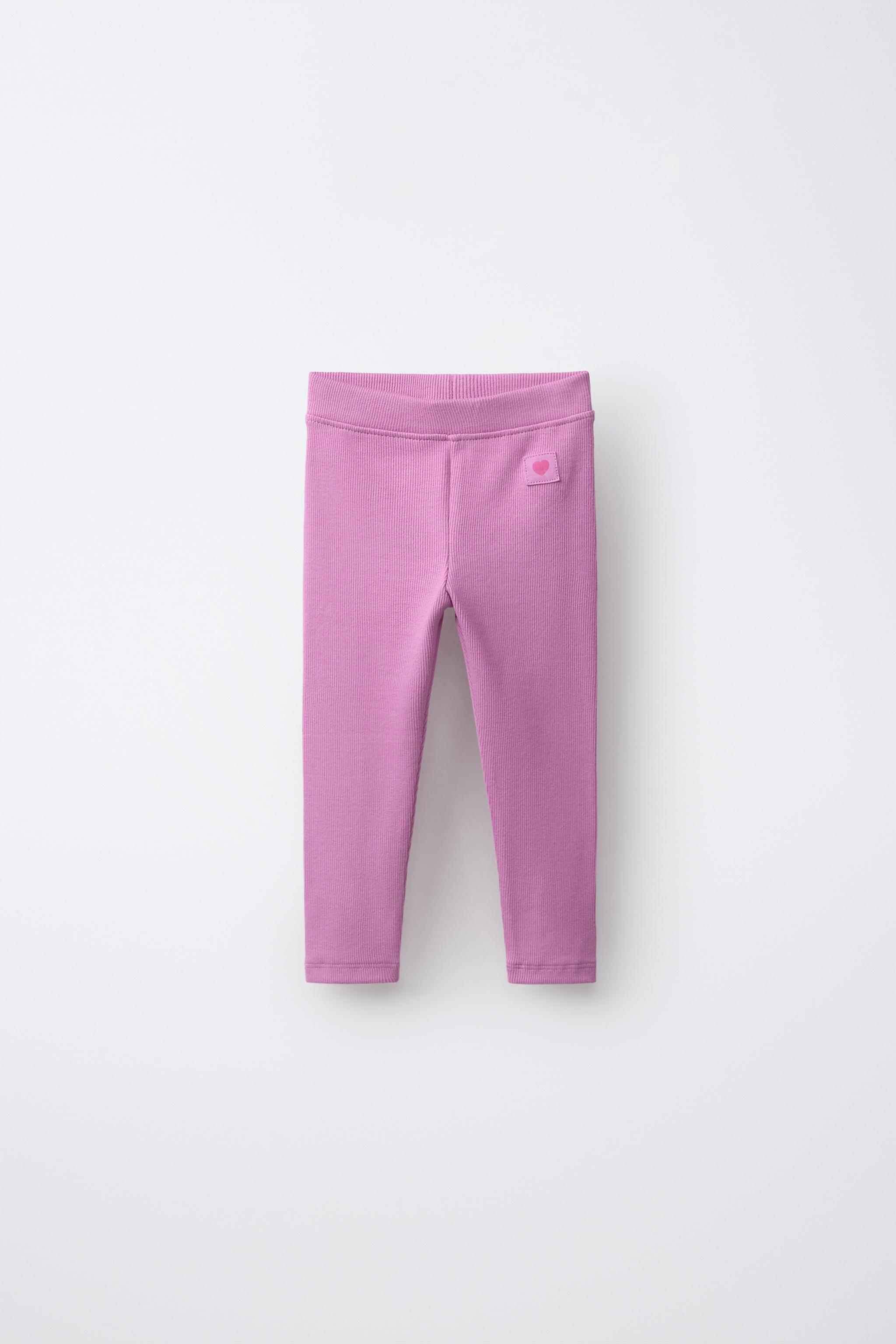 LABEL DETAIL RIBBED LEGGINGS — Chalk pink