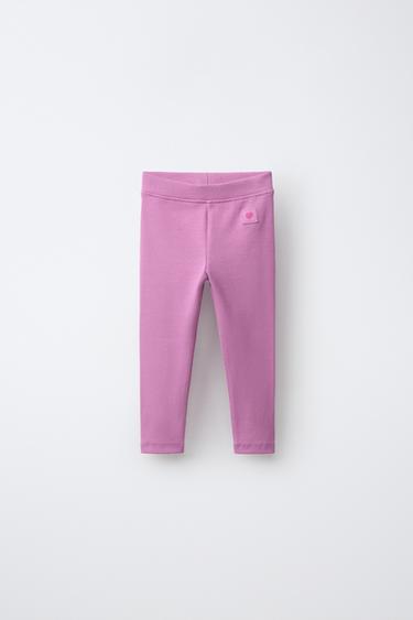 RIBBED LEGGINGS WITH LABEL - Chalk pink by Zara - Image 0