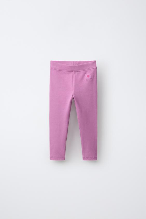 RIBBED LEGGINGS WITH LABEL - Chalk pink by Zara - Image 0