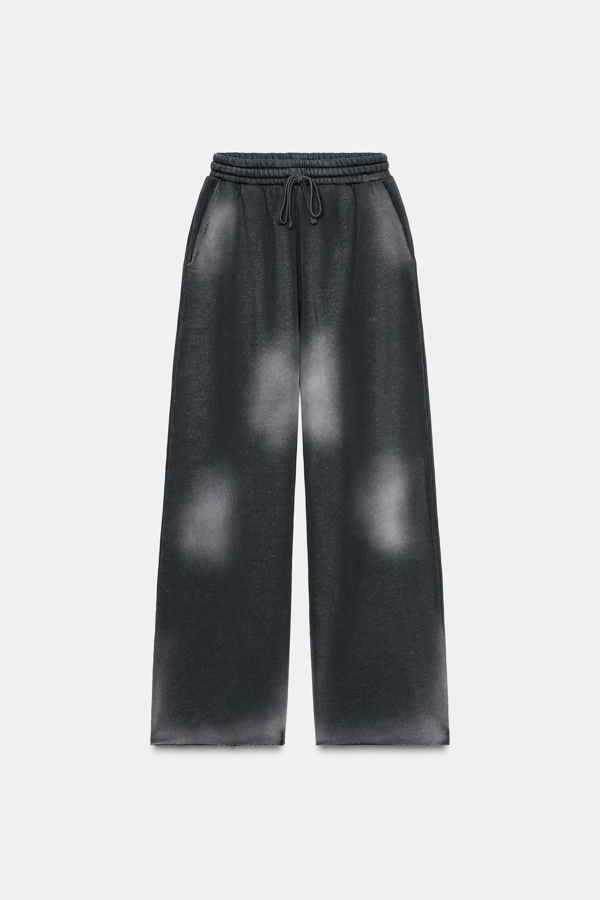 ZARA ザラ　ダメージ加工　スエットパンツ　Mサイズ ウォッシュ加工ダメージスウェットパンツ - ブラック | ZARA Japan / 日本