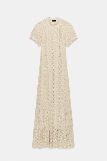 ROBE MI-LONGUE EN DENTELLE - Écru de Zara - Image 5