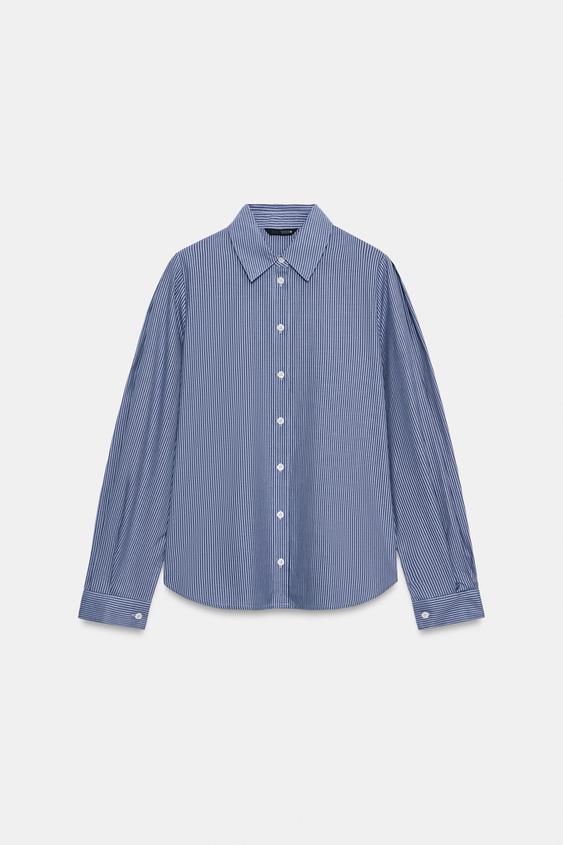 STRIPED COTTON SHIRT - Blue/White by Zara - Image 0