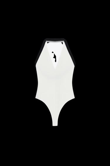 CONTRAST STRETCH BODYSUIT - Black / White by Zara - Image 0