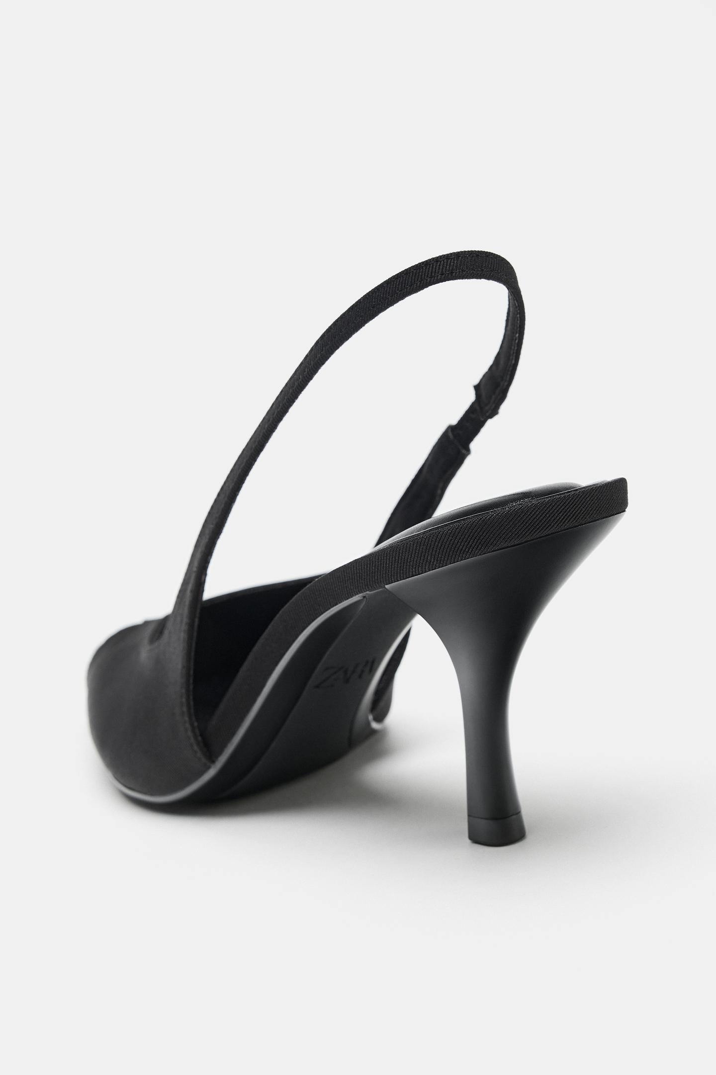 Женские туфли Zara Slingback Heels, цвет: Чёрный — фото 5