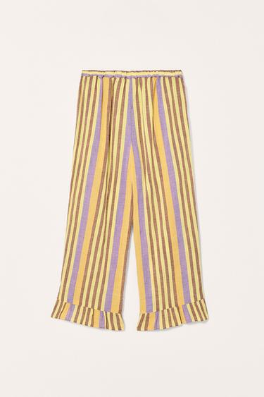 PANTALON RAYURES COTON LIN LIMITED EDITION - Orange / Jaune de Zara - Image 5