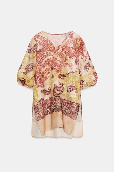 PRINTED LINEN BLEND TUNIC - Multicoloured by Zara - Image 0