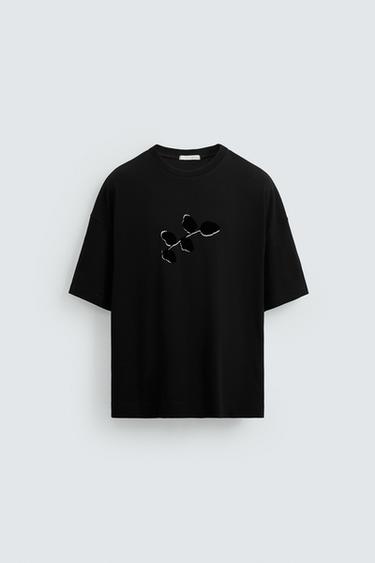 CAMISETA ESTAMPADO TEXTURA - Negro de Zara