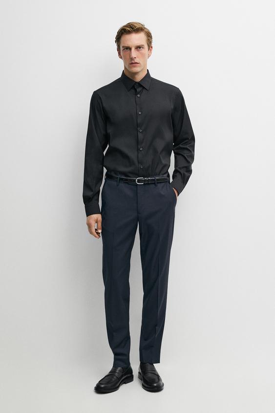Zara Slim fit stretch shirt - Black - Image 0