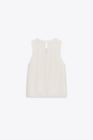 TOP SATINÉ À VOLANTS - Écru de Zara - Image 6