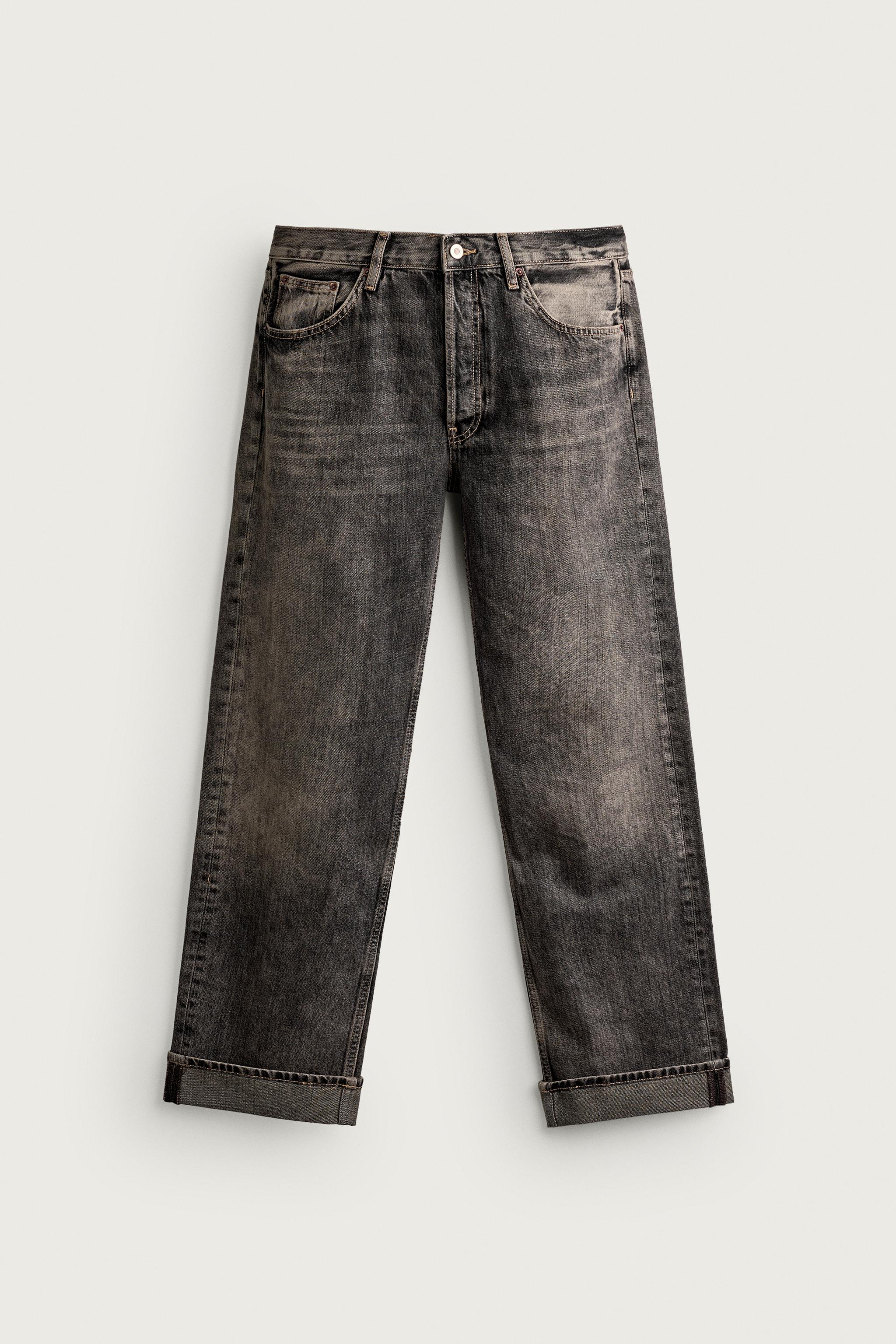 CONTRAST CUFF STRAIGHT JEANS