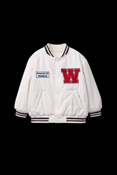 VARSITY BOMBER JACKET - Ecru by Zara - Image 0