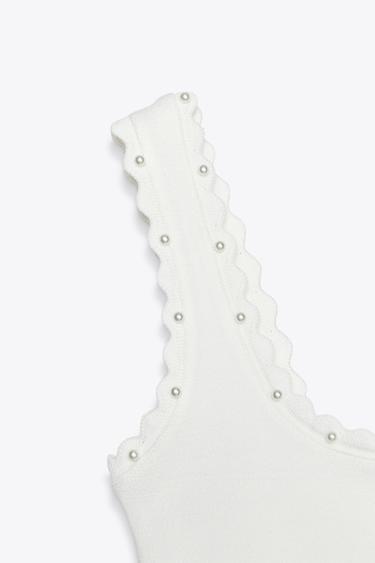 TOP TRICOT PERLES - Blanc cassé de Zara - Image 6