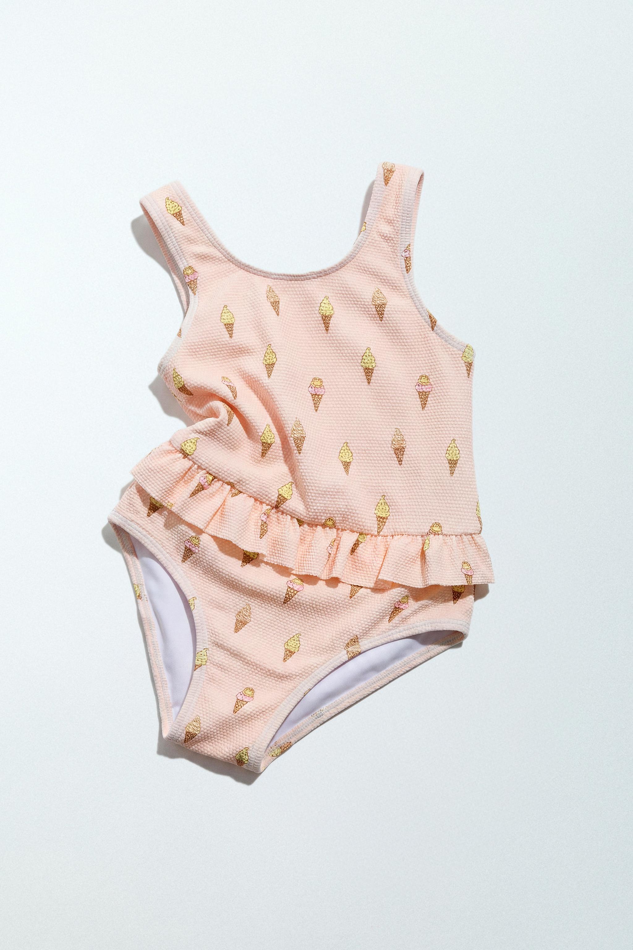 1-6 YEARS/ ICE CREAM PRINT SWIMSUIT — Pink