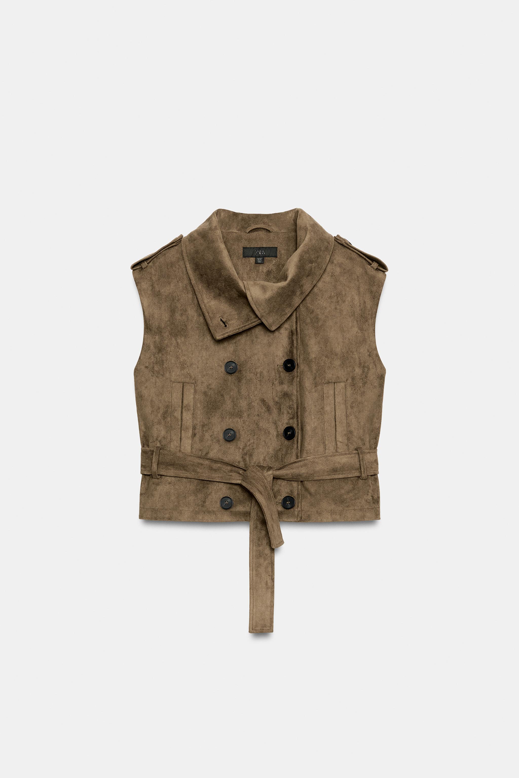 GILET AVEC CEINTURE EFFET DAIM