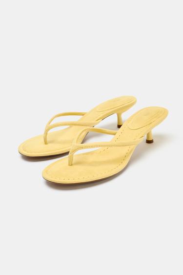 SANDALES KITTEN HEEL EFFET SOFT - Jaune de Zara - Image 3