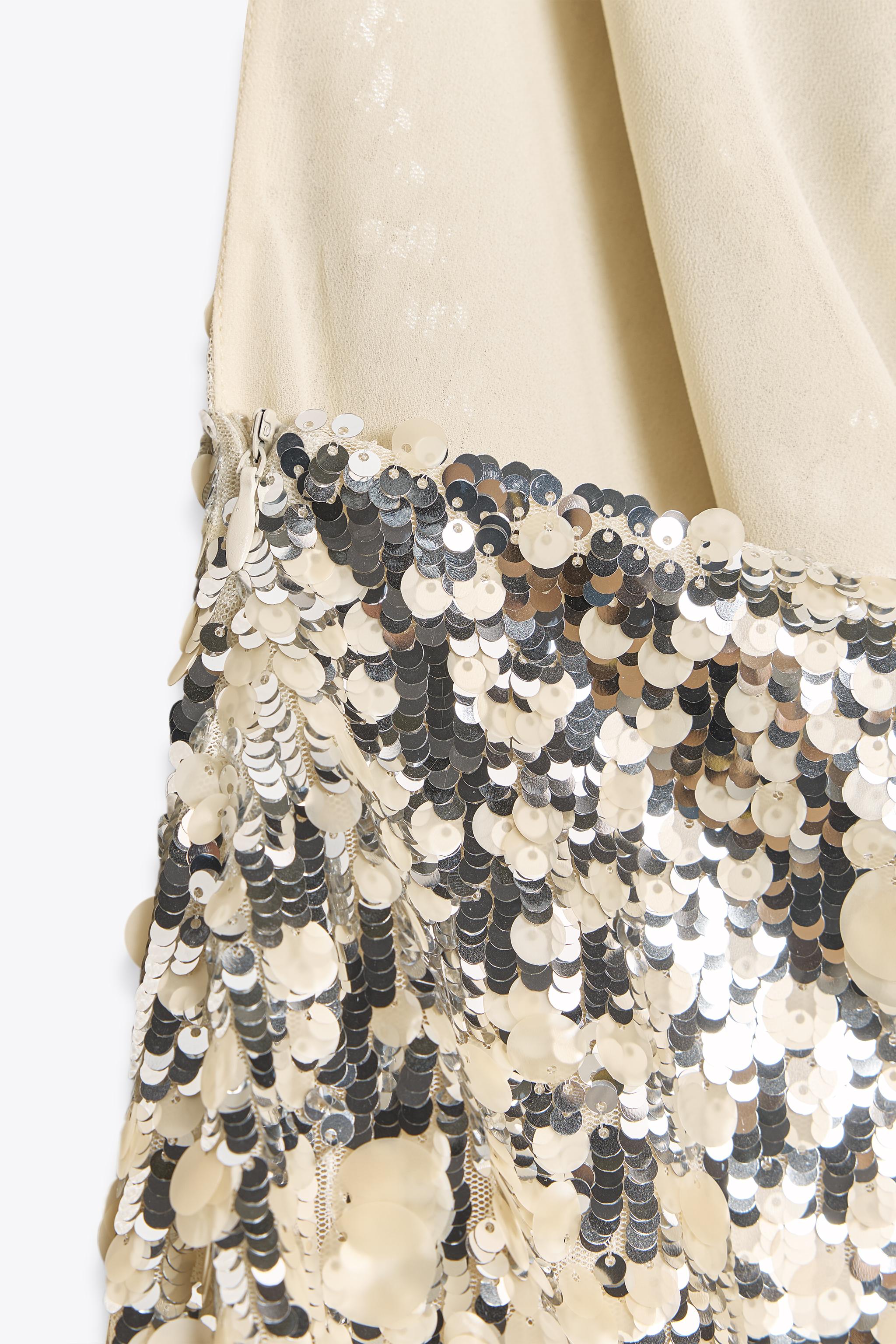 ZW COLLECTION SEQUIN HALTER DRESS - Silver | ZARA United States