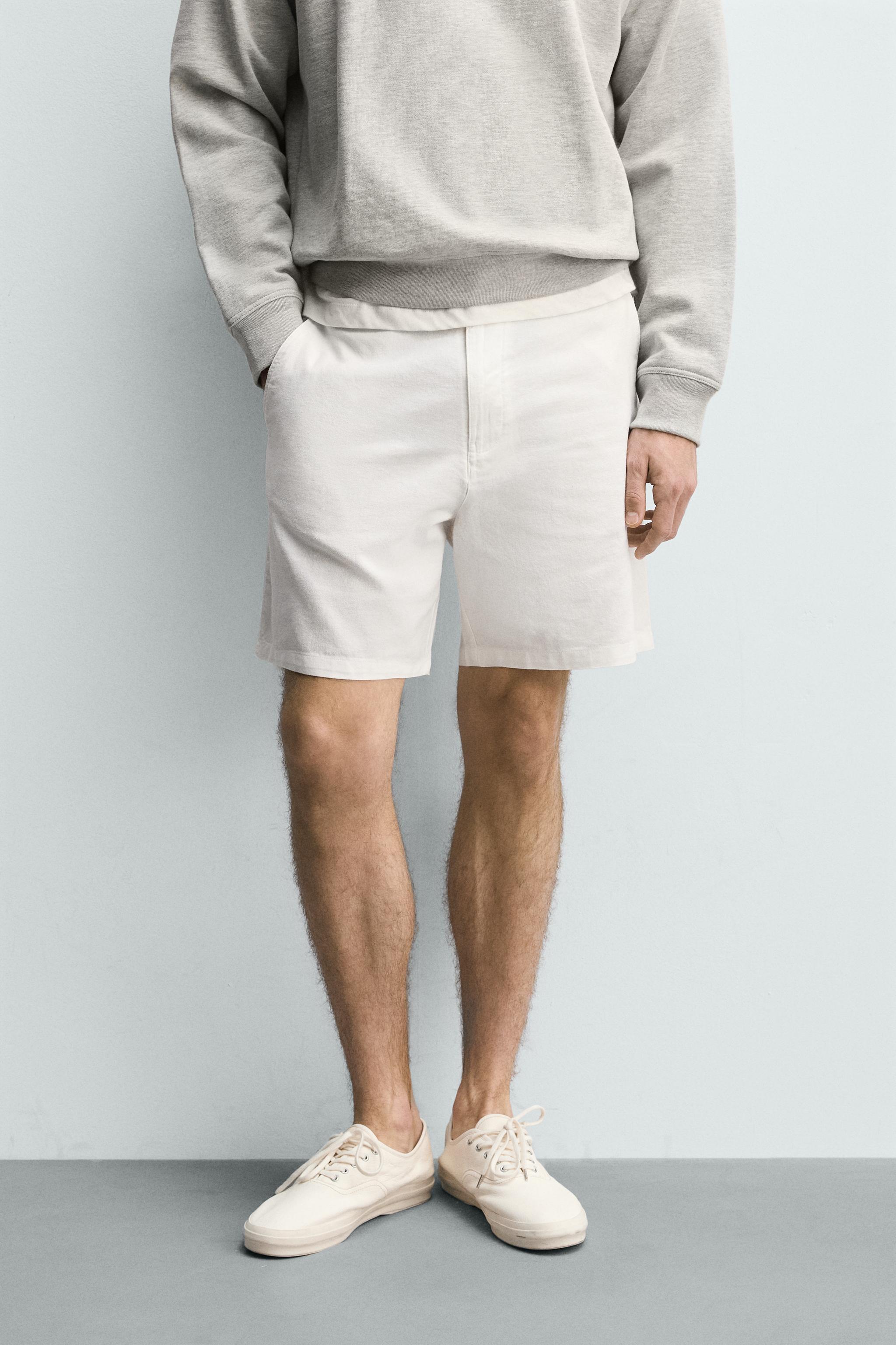 STRUCTURED REGULAR FIT SHORTS — White