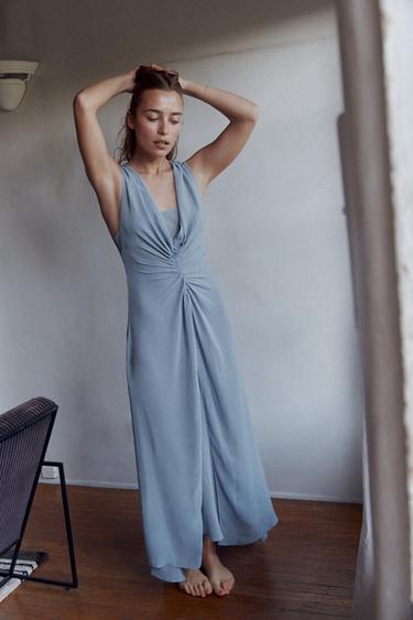 VESTIDO GEORGETTE DRAPEADO - Azul claro de Zara