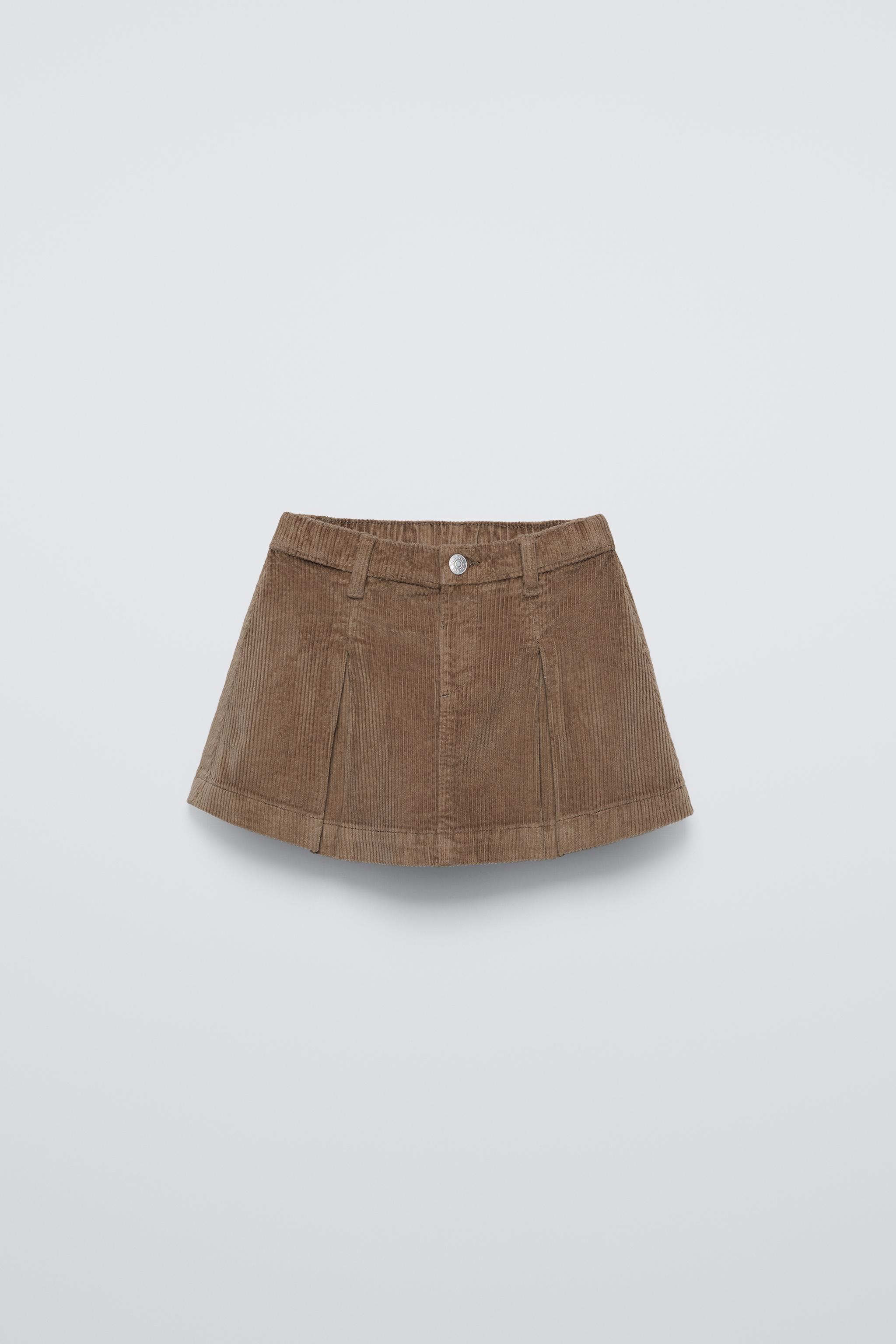 Zara Pleated Corduroy Skirt Brown Kids