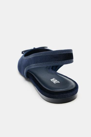VELVET-EFFECT SLINGBACK BALLET FLATS - Blue by Zara - Image 5