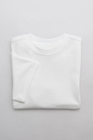 ΜΟΝΟΧΡΩΜΗ ΜΠΛΟΥΖΑ MEDIUM WEIGHT - Λευκό του Zara