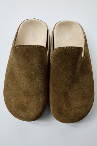 SPLIT SUEDE SLINGBACK SHOES - Dark tan by Zara