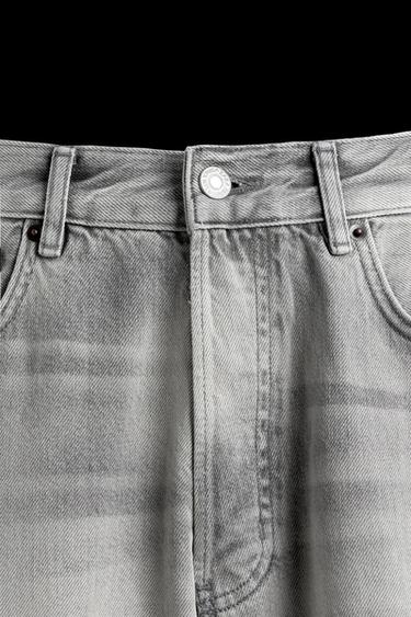 JEANS RELAXED FIT SALPICADURAS - Gris de Zara