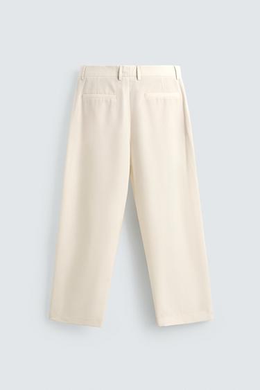 PANTALON PLIS AVEC LAINE - Écru de Zara - Image 6