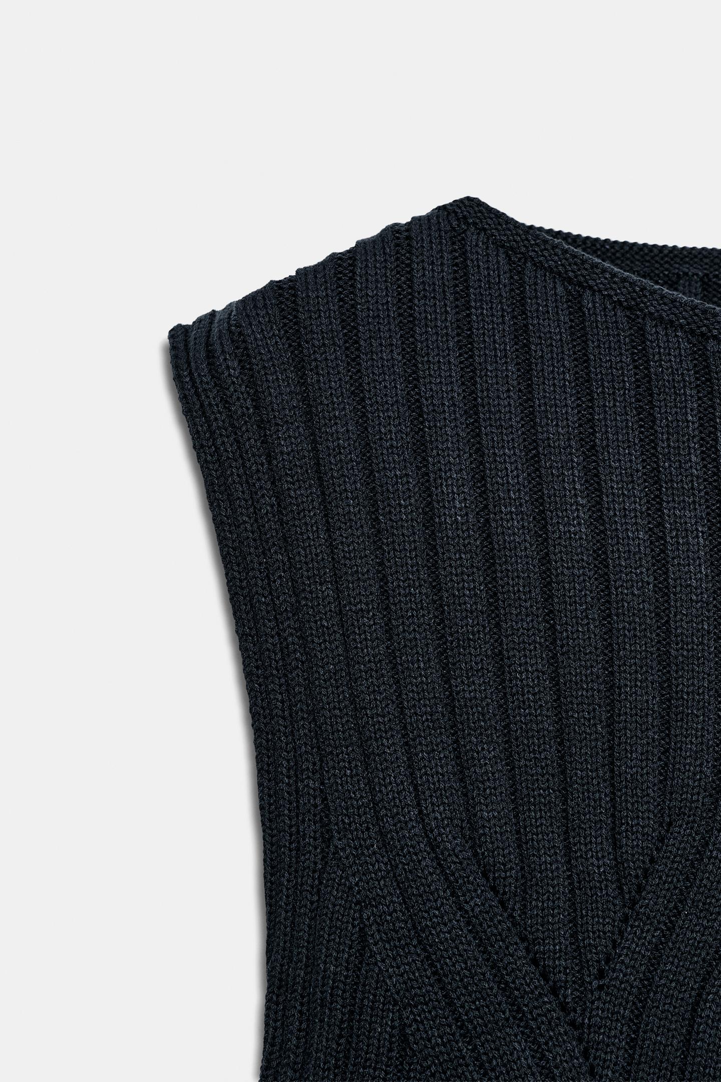Женский топ Zara Ribbed Knit, цвет: Тёмно-синий — фото 7