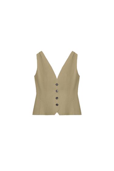 COLETE COM LINHO ZW COLLECTION - Bege da Zara