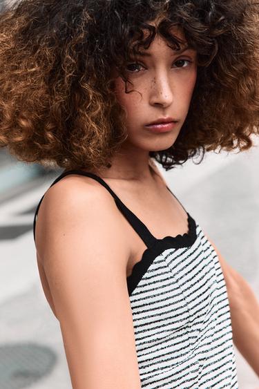 ROBE BOUCLÉE À RAYURES - Noir / Écru de Zara - Image 3