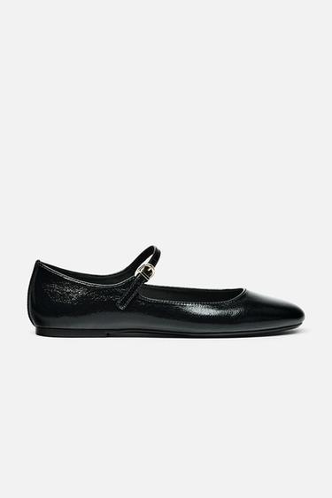 FAUX-PATENT BALLERINAS - Black by Zara