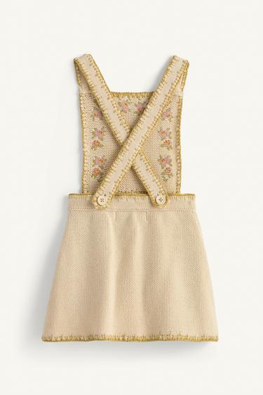 ROBE-SALOPETTE EN MAILLE À FLEURS BRODÉES AU POINT DE CROIX ÉDITION LIMITÉE - Blanc de Zara - Image 5