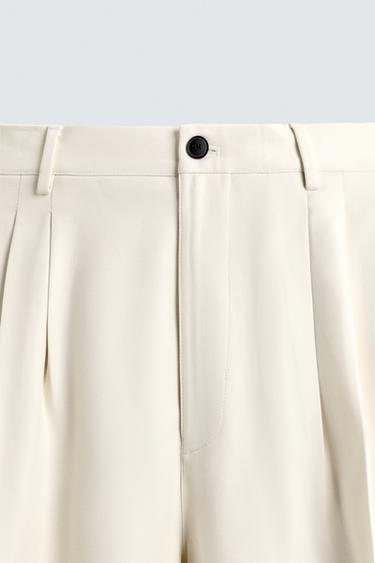 PANTALON À PLIS EN VISCOSE ÉDITION LIMITÉE - Blanc cassé de Zara - Image 7