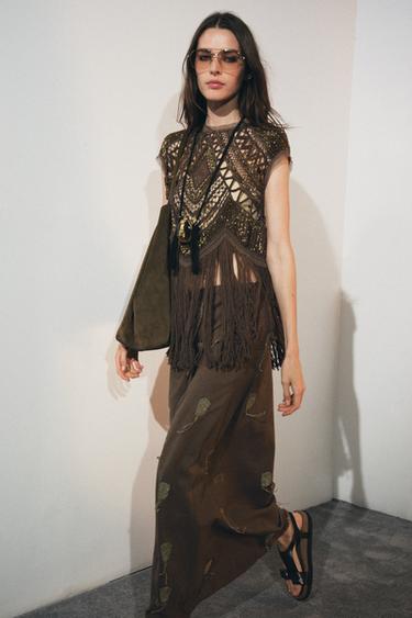 ΦΟΥΣΤΑ ΚΕΝΤΗΜΑΤΑ ΜΕ ΛΙΝΟ ZW COLLECTION - Γκρι σταχτί του Zara